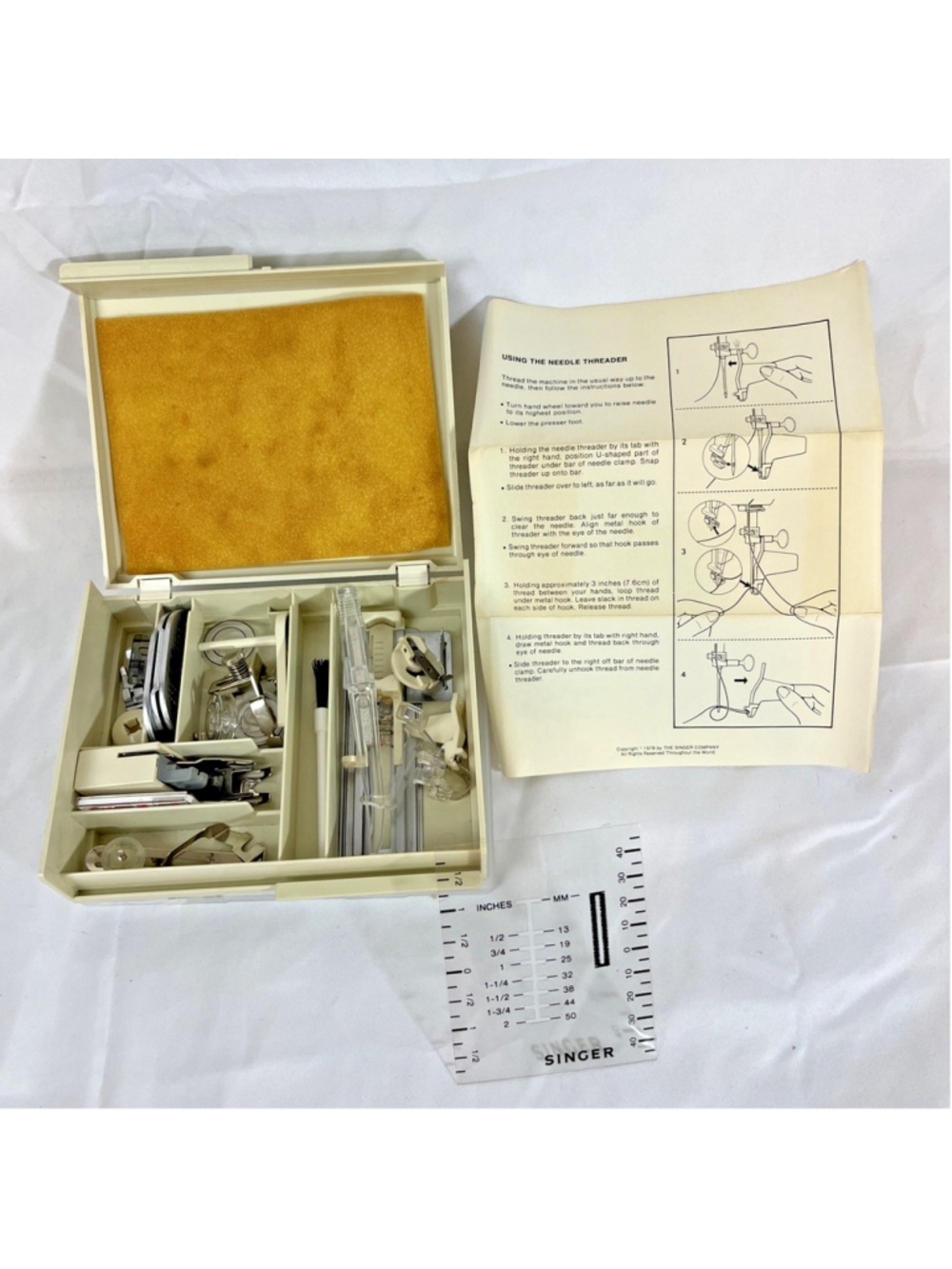 Vintage Singer Slant Shank Sewing Machine Accessory Kit Box 700 Futura II